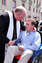 2011 Lourdes Pilgrimage - Archbishop Dolan with Malades (83/267)